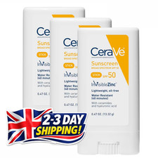 3 pack CeraVe Sunscreen Stick SPF 50 with Zinc Oxide, Hyaluronic Acid and Cream