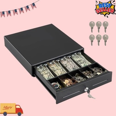 Electronic Cash Register Drawer for Small Business - 13'' POS Tray (Black)