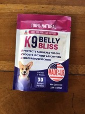 K9 Belly Bliss All-Natural Gut Health for Dogs Vet Approved Prebiotic 30 Scoops.