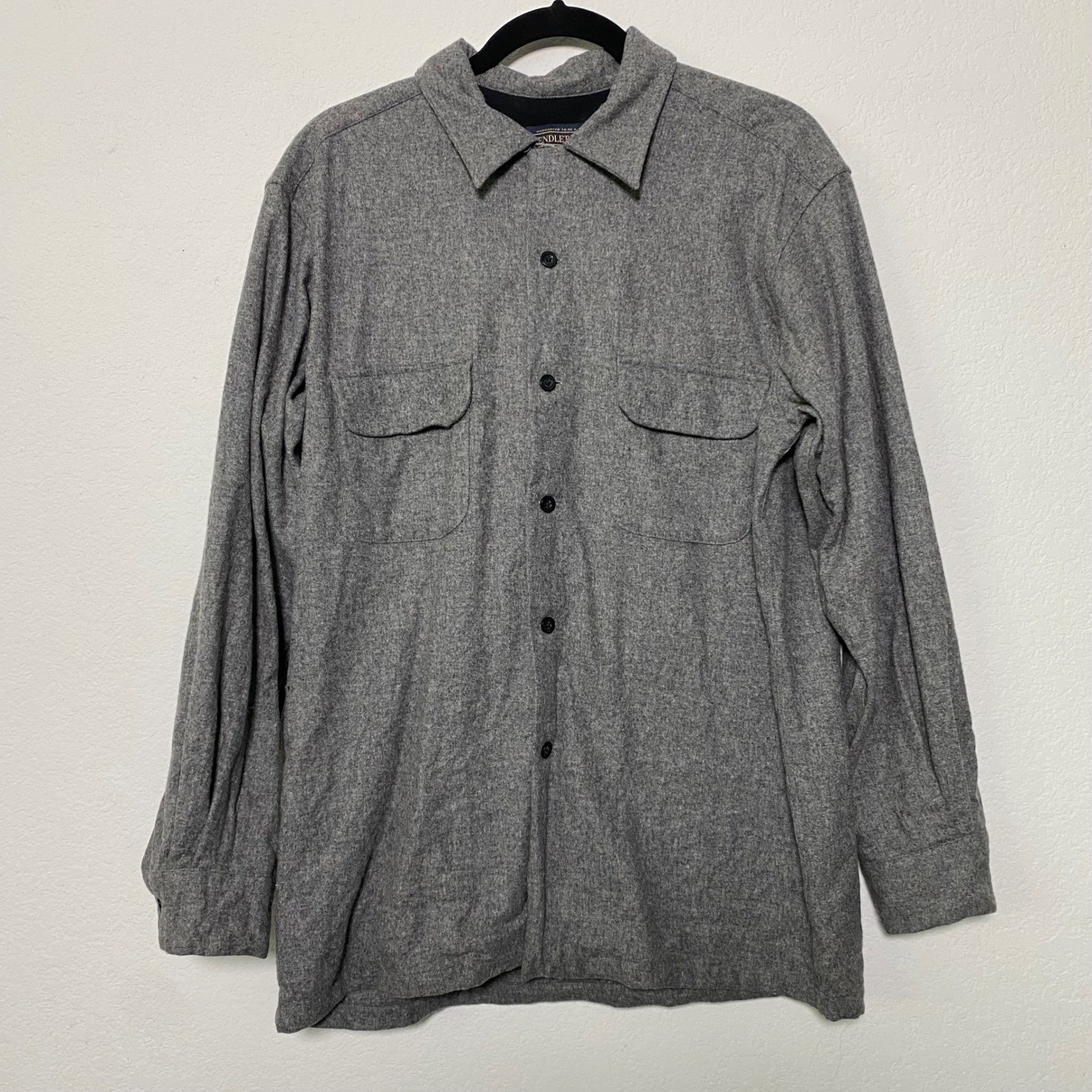 Pendleton Mens Medium Gray 100% Wool Button Up Sh… - image 1