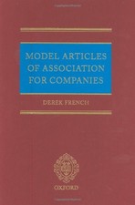 MODEL ARTICLES OF ASSOCIATION FOR COMPANIES By Derek French - Hardcover
