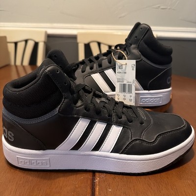 Adidas Men's Hoops 3.0 Mid Top Basketball Shoe, Black/White/Grey, 10 NWT