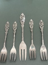 Vintage GERO Dutch Silverplate Dessert Forks Set 4 Pierced Floral 1 Pastry Fork