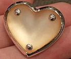 Vintage AK Anne Klein Pale Peach Plastic Silvertone Heart Pin Costume Jewelry