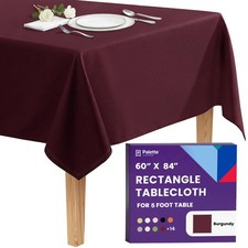 Rectangle Tablecloth - 60 x 84 Inch Burgundy Table Cloth for 5 Foot Rectangle...