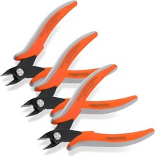 Flush Wire Cutters, 3 Pack 5 Inch Precision Micro Cutter Anti-Slip Flush Pliers