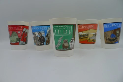 Vintage 1983 Return Of the Jedi Pepperide Farms Drinking Cup Set - All Five +