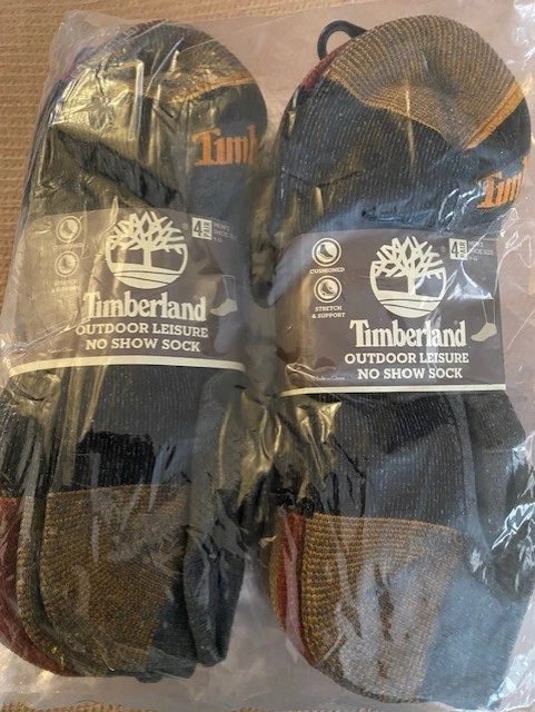 Lot of 10: Timberland Men's Outdoor Leisure No Show Socks Size 9-12 (4 per pack)
