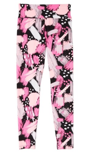 Justice Girls Leggings Pink 10 Full Length Elastic Waist Paint Splatter Design - Picture 9 of 10