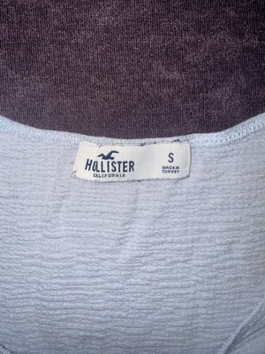 HOLLISTER Purple White Gingham Plaid Crop Top Shirt Juniors Size M