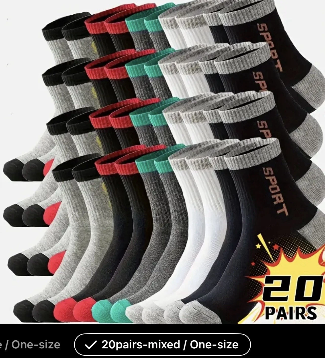 20 Pairs Mix High Quality Sports Fitness Running Socks Casual Outdoor Foot Wear