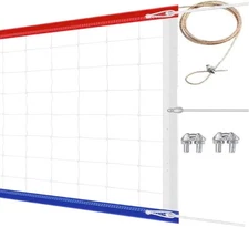 Professional Volleyball Net Outdoor Heavy Duty with Aircraft Steel Cable 32X3