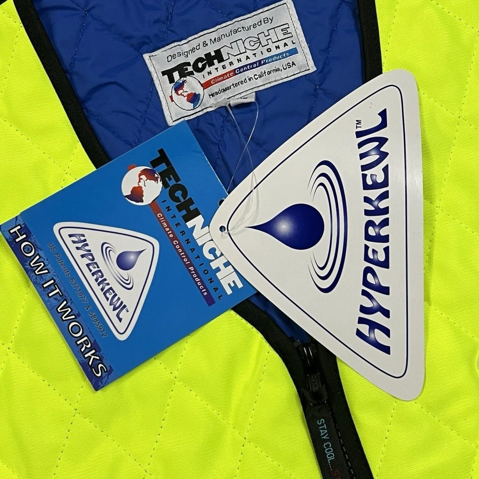 Techniche Mens Hyperkewl Evaporative Cooling Vest Size XL Neon Yellow NWT - Image 4 of 4