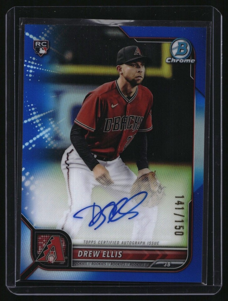 2022 Bowman Chrome Blue Refractor #CRA-DE Drew Ellis RC Auto 141/150