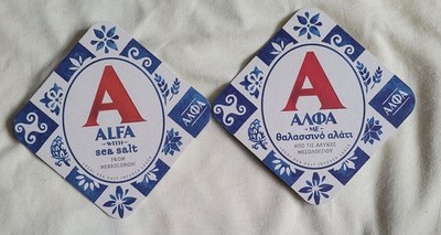 2 Stck. Bierdeckel - ALFA Bier mit Sea Salt - Griechenland
