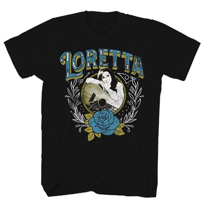 Men's Loretta Lynn Photo Rose T-shirt Large Black