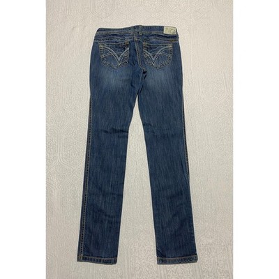 Vanilla Star Skinny Jeans Embroidered Pockets Juniors Size 7 Blue Denim Casual