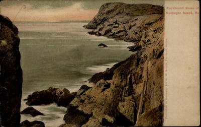 Mohegan Island Maine rocky shore formations c1905 UDB unused vintage postcard