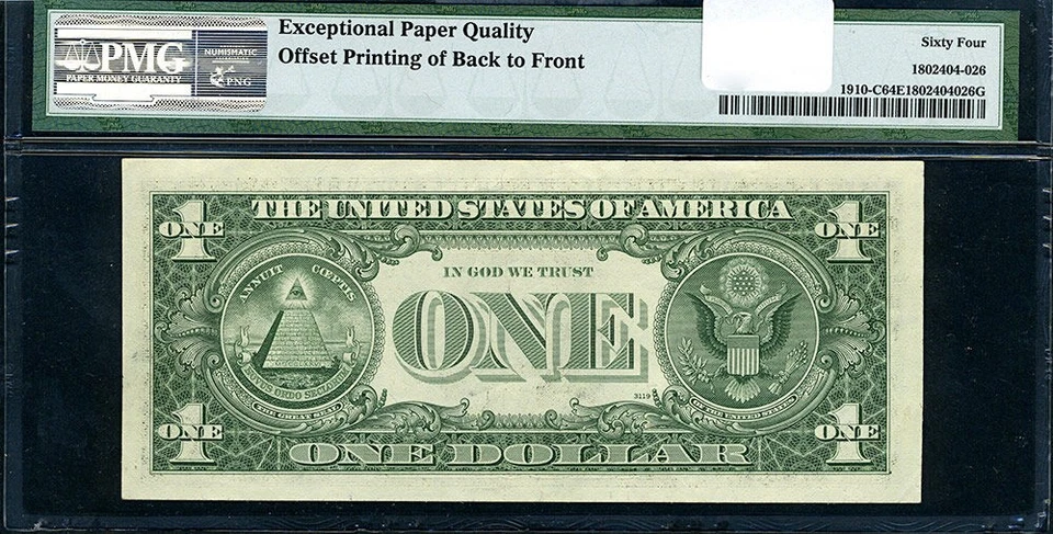 FR. 1910 C $1 1977-A Federal Reserve ERROR 100% Offset Printing PMG CH CU64 EPQ - Image 3 of 3