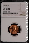 1957 Lincoln Wheat Cent- NGC-MS65 RD Gem Brilliant Uncirculated Luster #SLM338