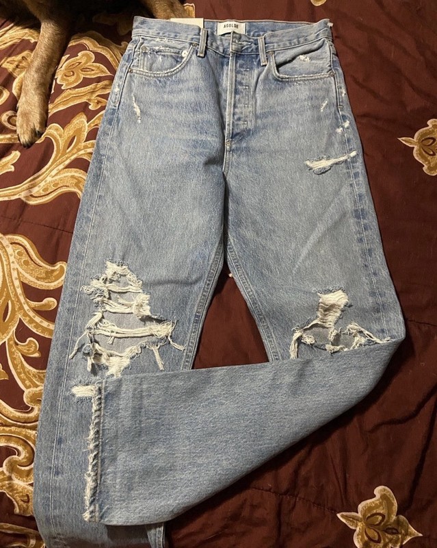 AGOLDE Jeans Women 24 Blue 90s High Rise Baggy Loose Straight Leg Denim New