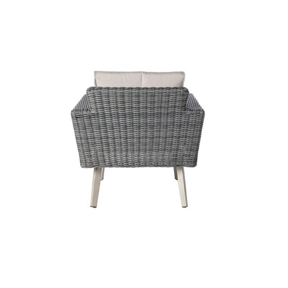 Grupo de asientos Alfresco Home Castlewood de 4 piezas de resina y mimbre en gris piedra Foto 4 de 4