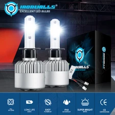 IRONWALLS H1 LED Headlight Bulbs Kit High Low Beam 1200000LM 6500K Super White