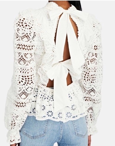 Top Sea New York Patrizia Ojales Cuello Simulado Originalmente $395 Talla 10 Blanco - Imagen 3 de 12