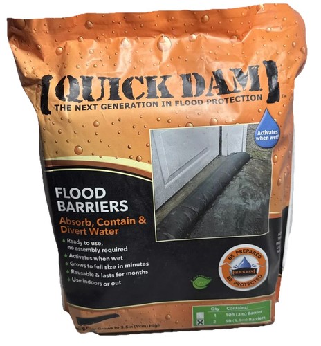 Quick Dam Barrier Water Flood Dam Bags Black 5' QD65-2 New