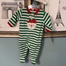 Carters Christmas Santa  s Helper Footed Pajamas zipper Red 3 Month NWT