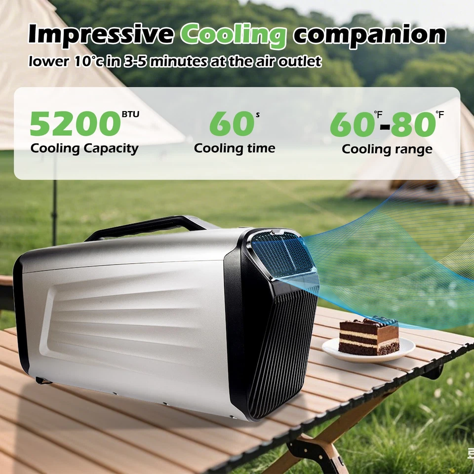 Aire acondicionado portátil apto para camping uso al aire libre, aire acondicionado para tienda 5200BTU Foto 2 de 4
