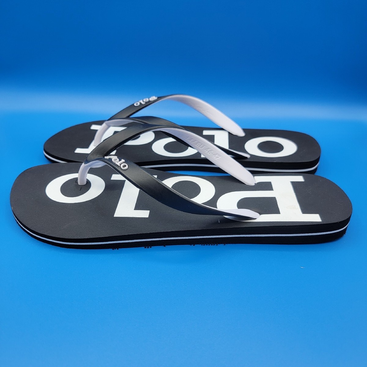 Polo Ralph Lauren Bolt Flip Flop Sandals Thong Black White  display picture 3