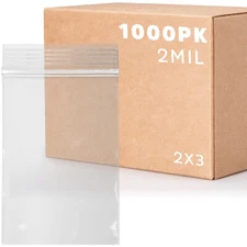 2" X 3" 1000 Count Clear Zipper Lock Bags Plastic Storage Packaging Baggies