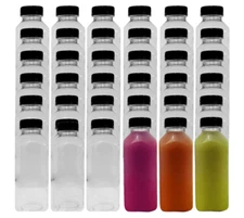 Avant Grub 36 Pack Professional Grade 12 Oz Plastic Juice Bottles wi Black Caps