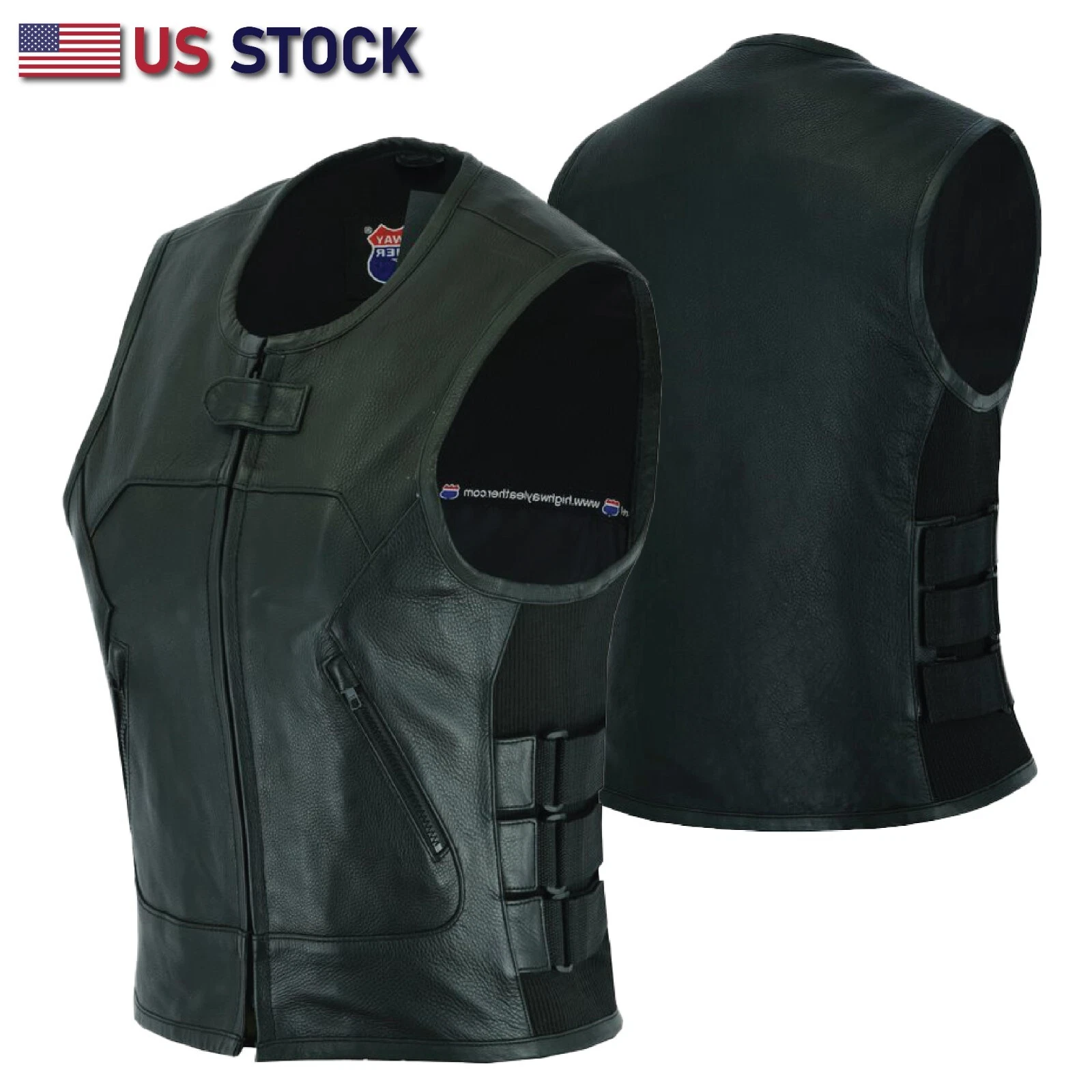 Women SWAT Bullet Proof style Leather Motorcycle Vest Bikers Club #HL14200