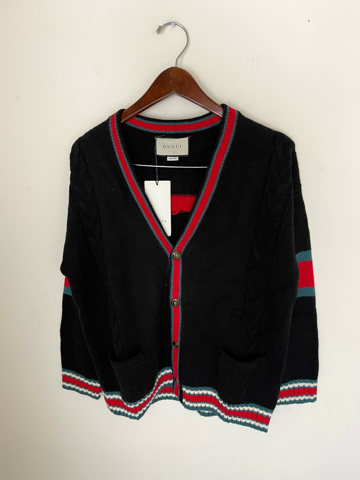 GUCCI cable knit cardigan Sweater Size 