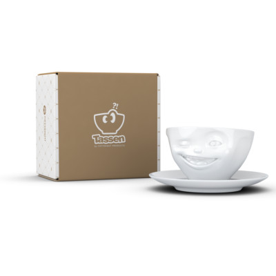 Fiftyeight Tasse Zwinkernd 200 ml weiß Kaffeetasse Teetasse