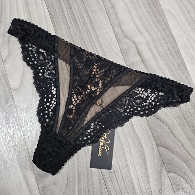 Dita Von Teese Fauve Black G-String Thong Panty Mesh and Lace Size S