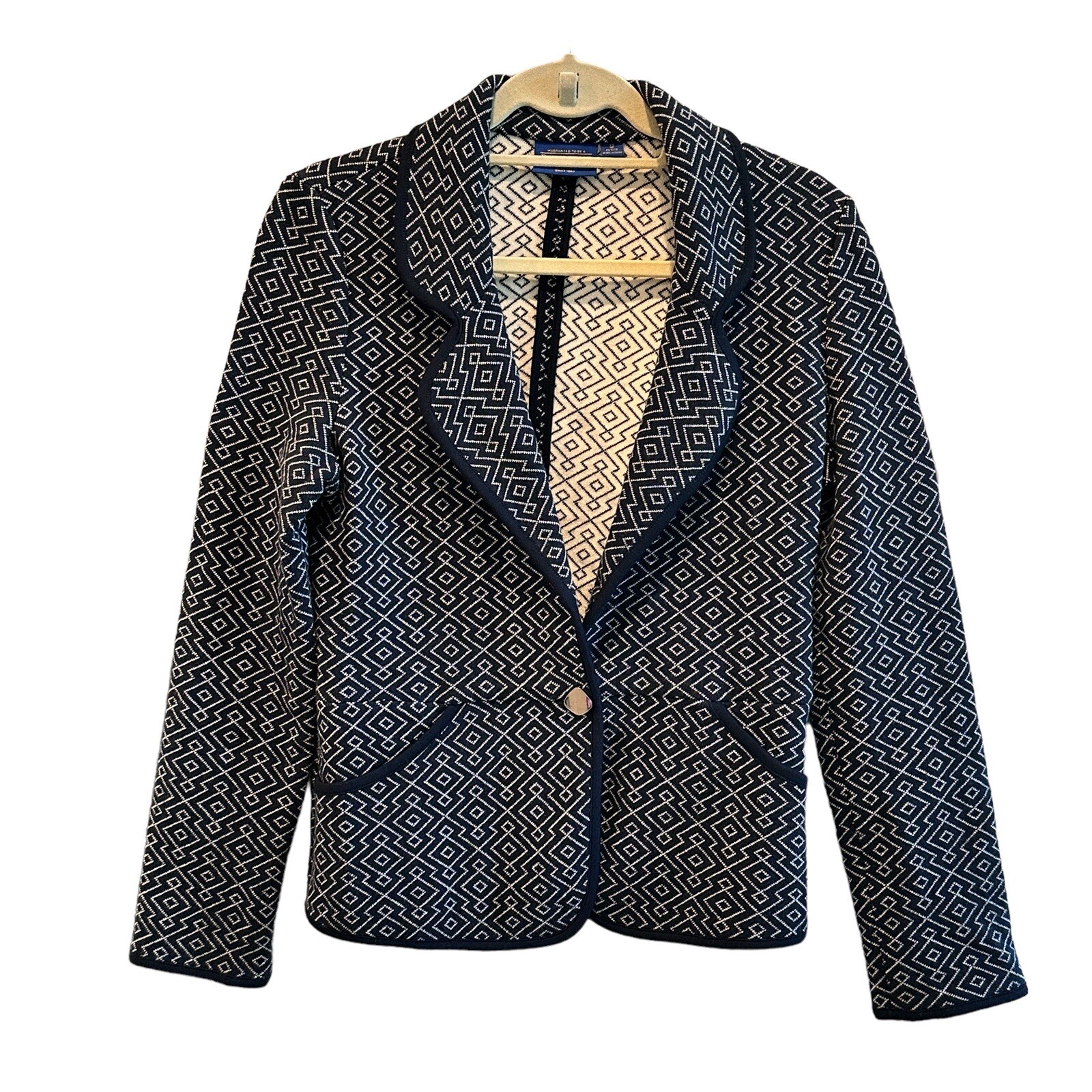 Pendleton Blazer Women's Medium Blue Geometric Pr… - image 1
