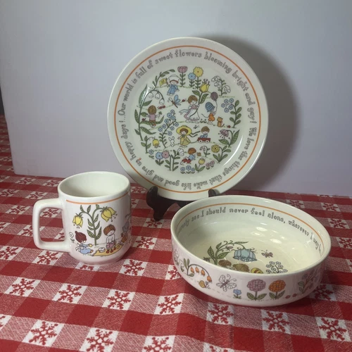 Lenox Gentle Friends Children's Plate Cup & Bowl Vintage 3-Piece Dish Set