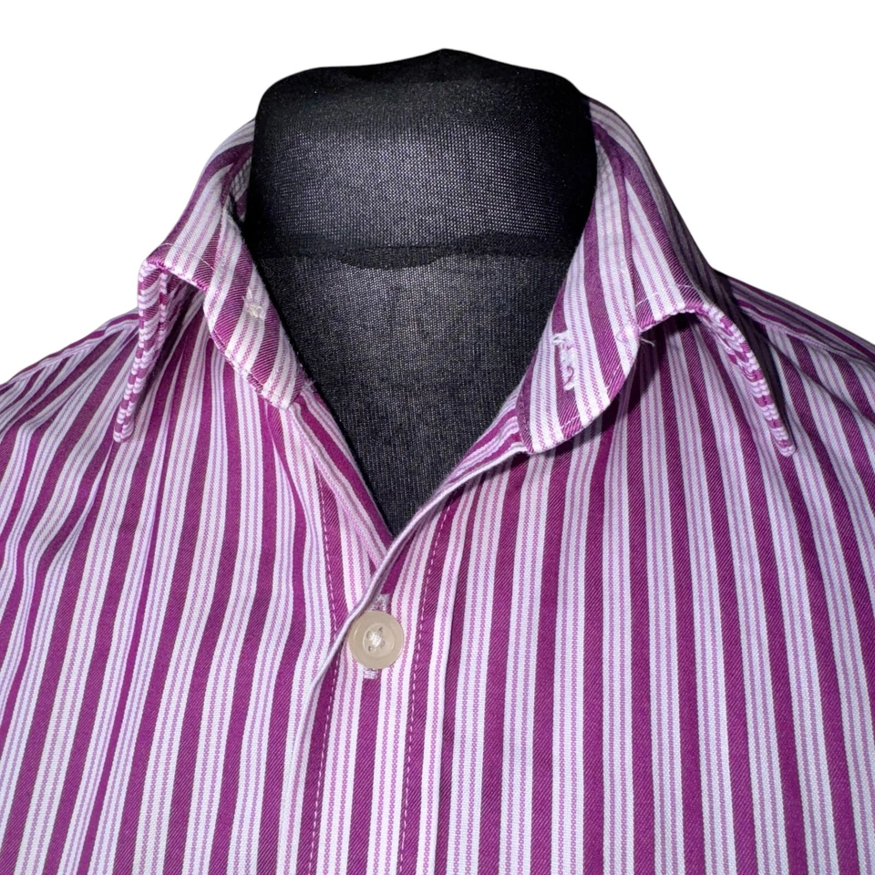 HAWES AND CURTIS Shirt Mens 16 Fits as XL (44")  Red Striped - Image 3 of 4