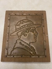 Vintage Boy Scout Hand Tooled Copper folk art wall plaque 5 3/4" x 7"