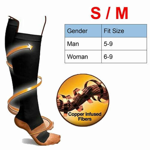 10 Pairs Copper Compression Socks 20-30mmHg Graduated Support Mens Womens S-XXL - Picture 11 of 13