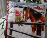 20 Cocktail Servietten Wichtel Mit Pferd Gnom Zwerg Winter Weihnachten 25X25