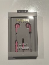 Heyday Wired Earbuds w/ Microphone 3.5mm Aux Jack Headphones Candy Pink NEW 