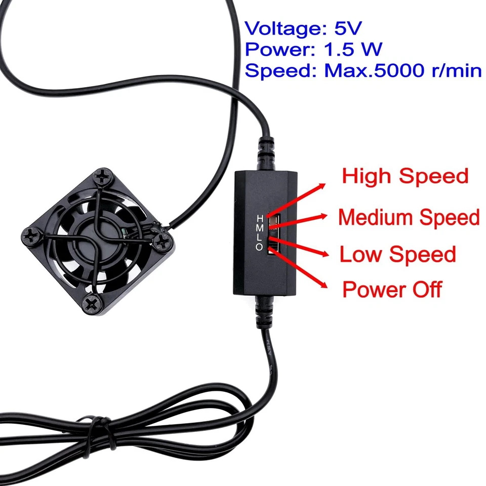 Ventilateur de Refroidissement USB 5V de 40mm avec 3 Vitesses de Ventilation - Photo 2/4