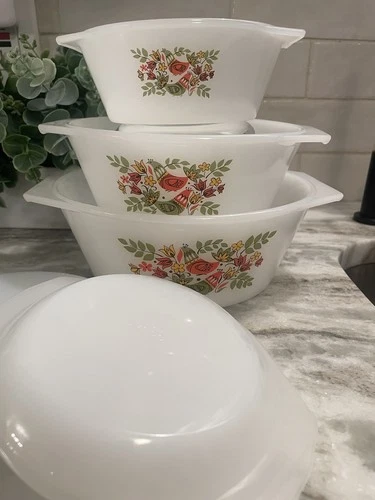 VTG Arcopal France Milk Glass French Hen Nesting Casserole Dishes W/2 Lids