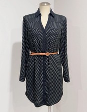 Express Portofino Women's Black White Polka Dot Shirt Dress Size XS
