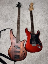Jackson JS Series Spectra Bass JS23 Walnut Stain, Glarry GST Electric Guitar Red