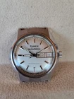 Vintage 1970s Timex Watch Men's Automatic Viscount Day Date Silver 38mm